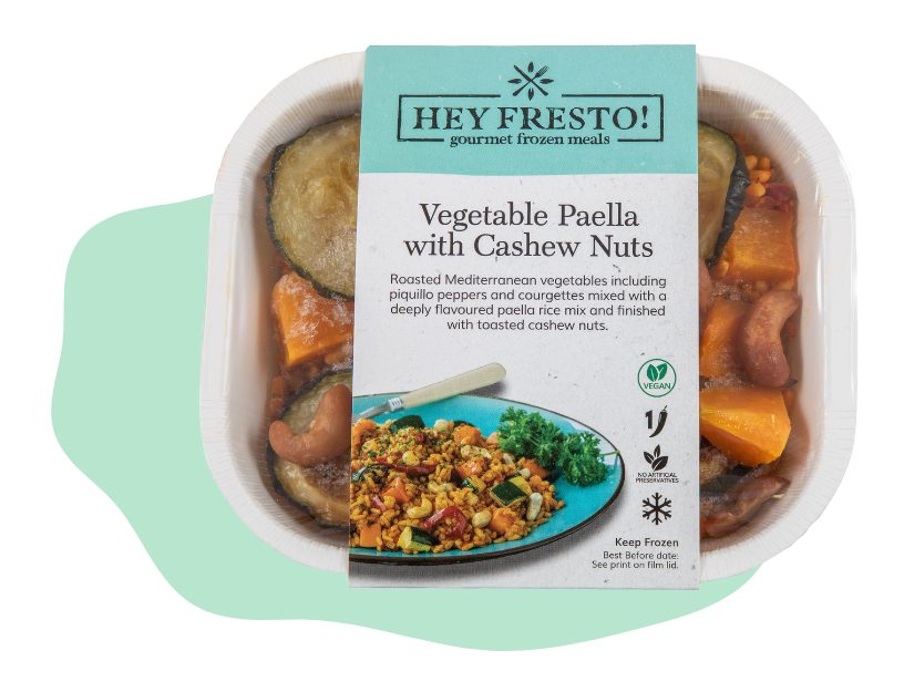 vegetable paella with cashew nuts