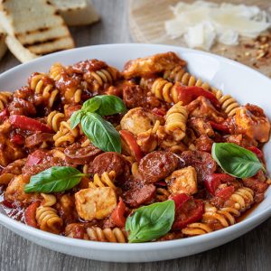 chicken & chorizo arrabbiata pasta