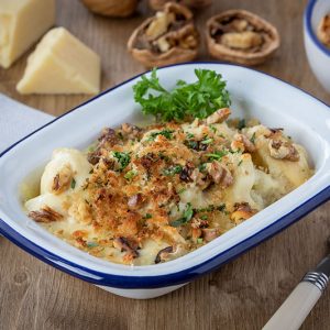 Croxton Manor Cheese & Cauliflower Bake With Walnut Crumb