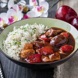sweet chilli chicken in sticky plum sauce